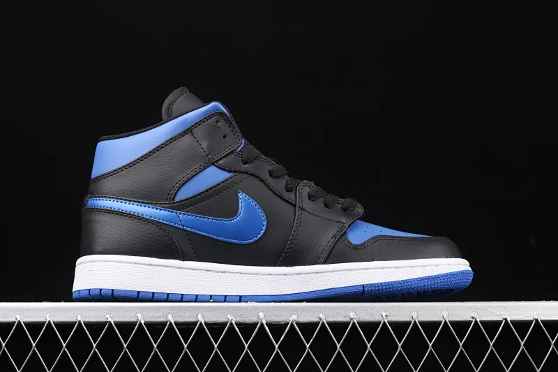 All categories Air Jordan Jordan series basketball shoes Air Jordan 1 Mid Air Jordan 1 Mid AJ1 Joe 1 mid-top black and blue basketball shoes 554724-068